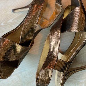 KATE SPADE Sexy Gold Sling-back Heel Holiday Leather Sandal